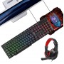 Keyboards - Glowing Keyboard Mouse Headset Mouse Pad Set for Game Office