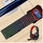 Keyboards - Glowing Keyboard Mouse Headset Mouse Pad Set for Game Office
