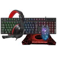 Glowing Keyboard Mouse Headset Mouse Pad Set for Game Office