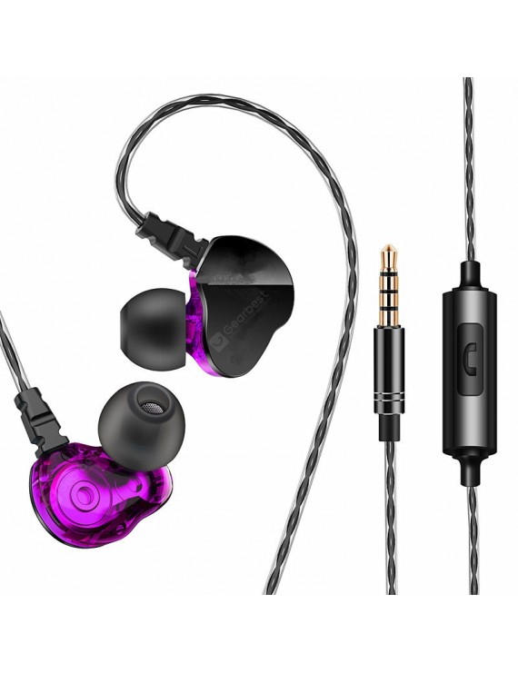 Earbud Headphones - 2018 New Super Cool and Fashionable Heavy Bass Double Moving-coil Headphone