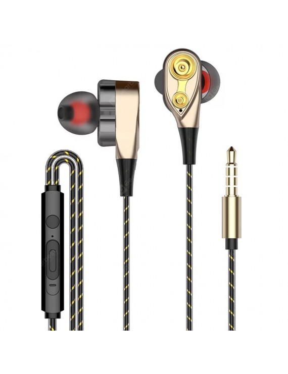 Double Moving Earphone In-ear Subwoofer Headphone Sports Computer Mobile Phone Headset