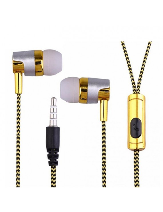 Earbud Headphones - Electroplated Braided Wiring with microphone Headset