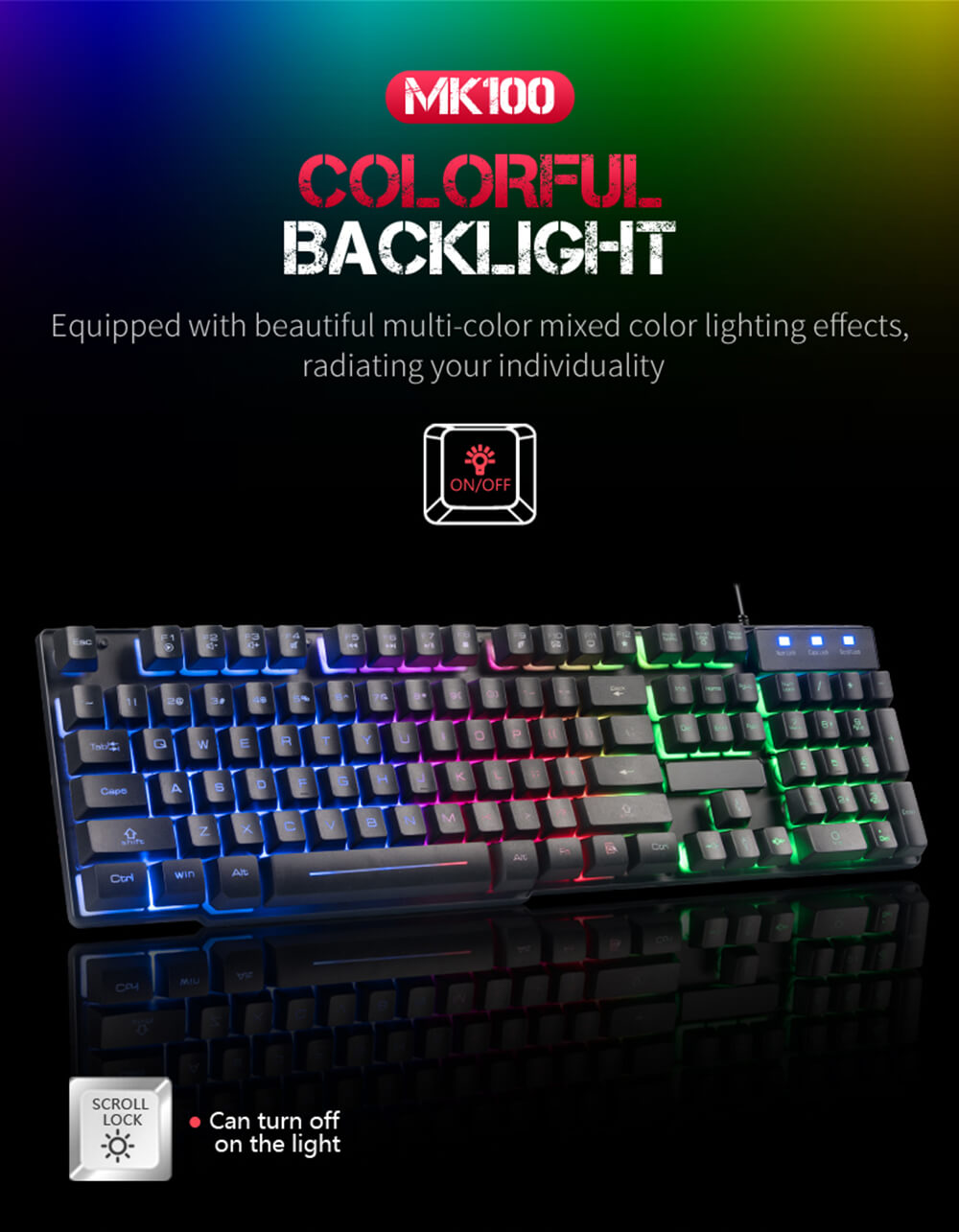 MK100 Keyboard Wired USB Waterproof Backlight Keyboard Game Office Mechanical Keyboard Mouse Set - Black MK100 Keyboard Wired USB Waterproof Backlight Keyboard Game Office Mechanical Keyboard Mouse Set - Black