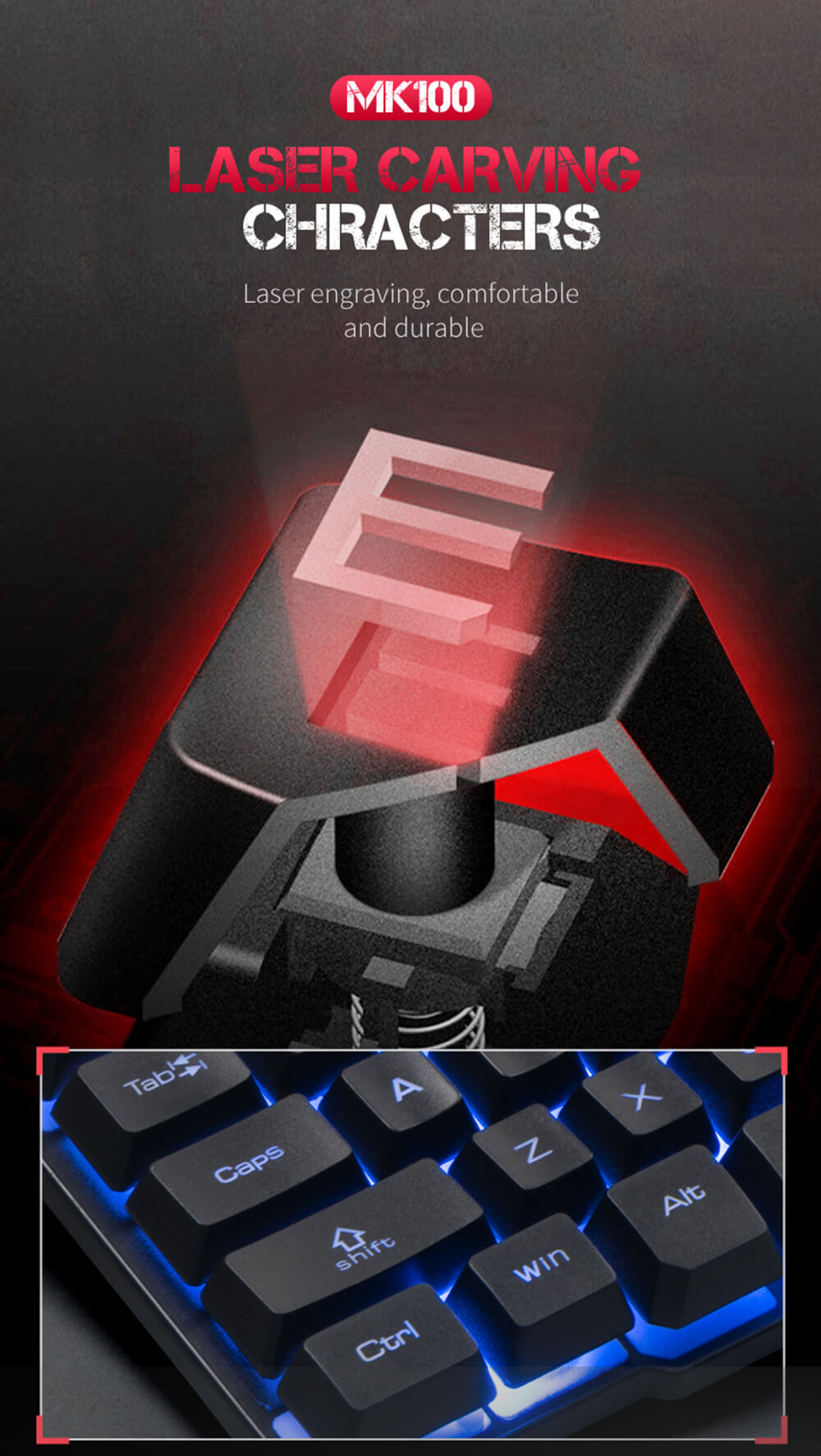 MK100 Keyboard Wired USB Waterproof Backlight Keyboard Game Office Mechanical Keyboard Mouse Set - Black MK100 Keyboard Wired USB Waterproof Backlight Keyboard Game Office Mechanical Keyboard Mouse Set - Black