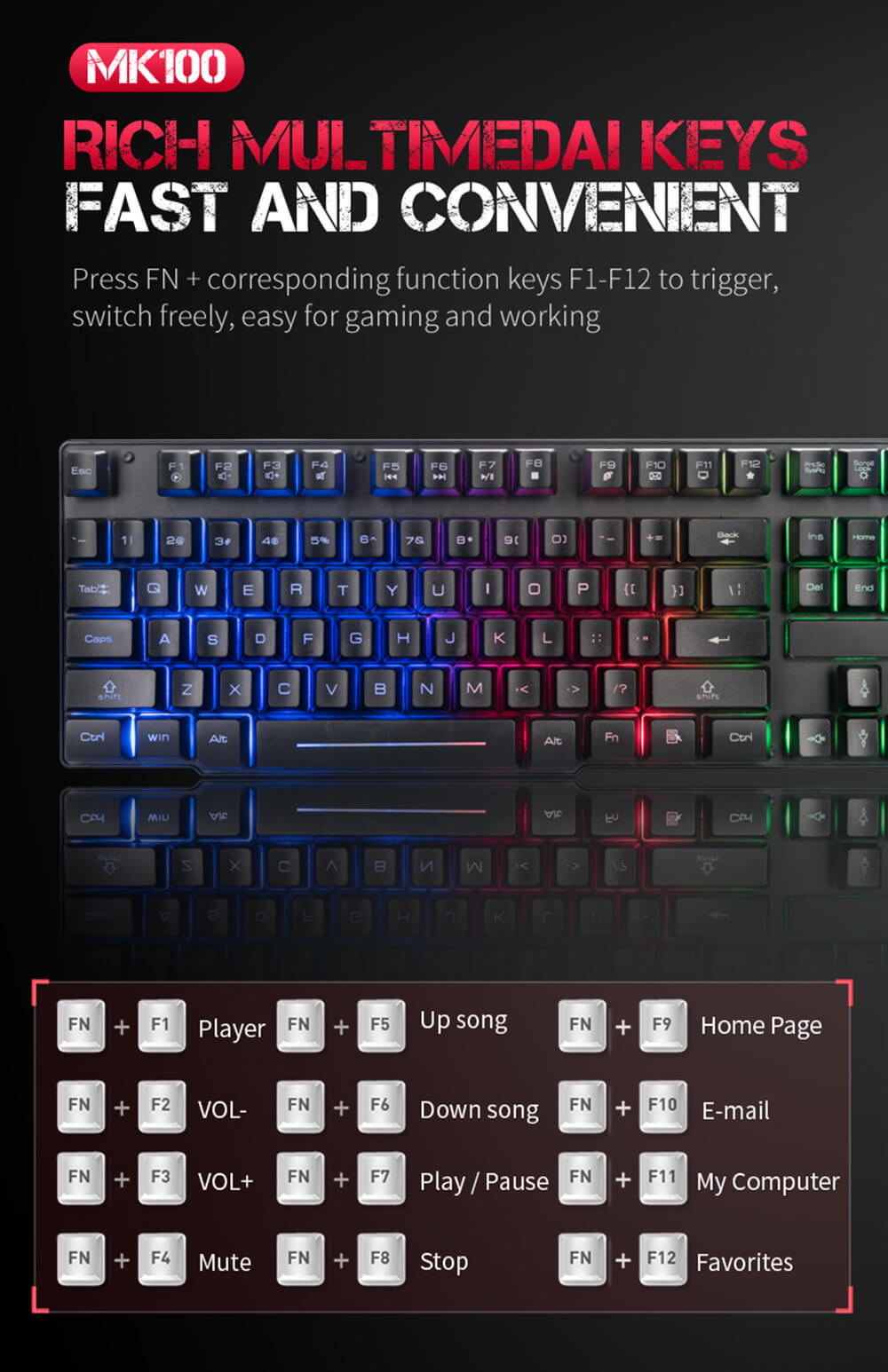 MK100 Keyboard Wired USB Waterproof Backlight Keyboard Game Office Mechanical Keyboard Mouse Set - Black MK100 Keyboard Wired USB Waterproof Backlight Keyboard Game Office Mechanical Keyboard Mouse Set - Black