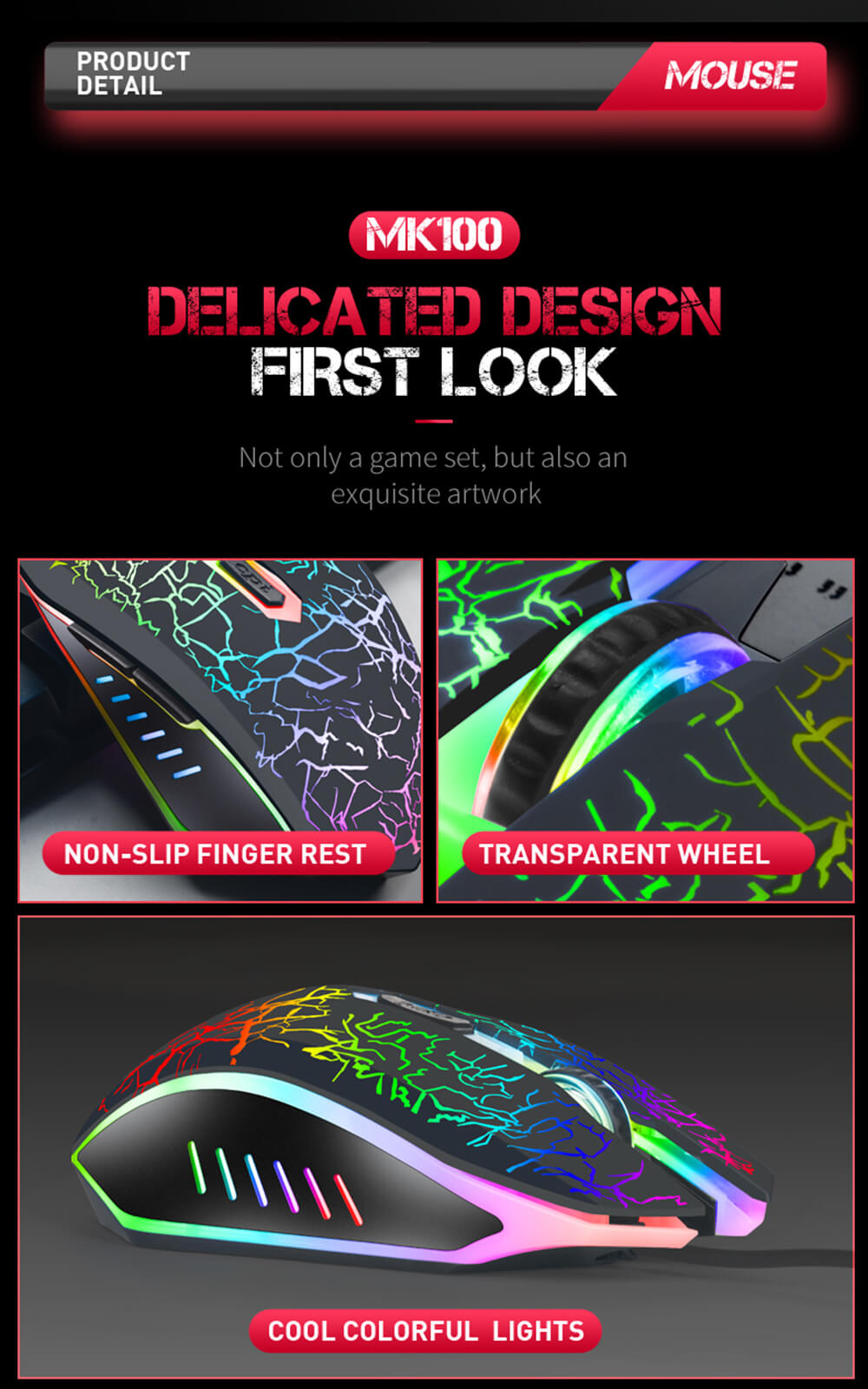 MK100 Keyboard Wired USB Waterproof Backlight Keyboard Game Office Mechanical Keyboard Mouse Set - Black MK100 Keyboard Wired USB Waterproof Backlight Keyboard Game Office Mechanical Keyboard Mouse Set - Black