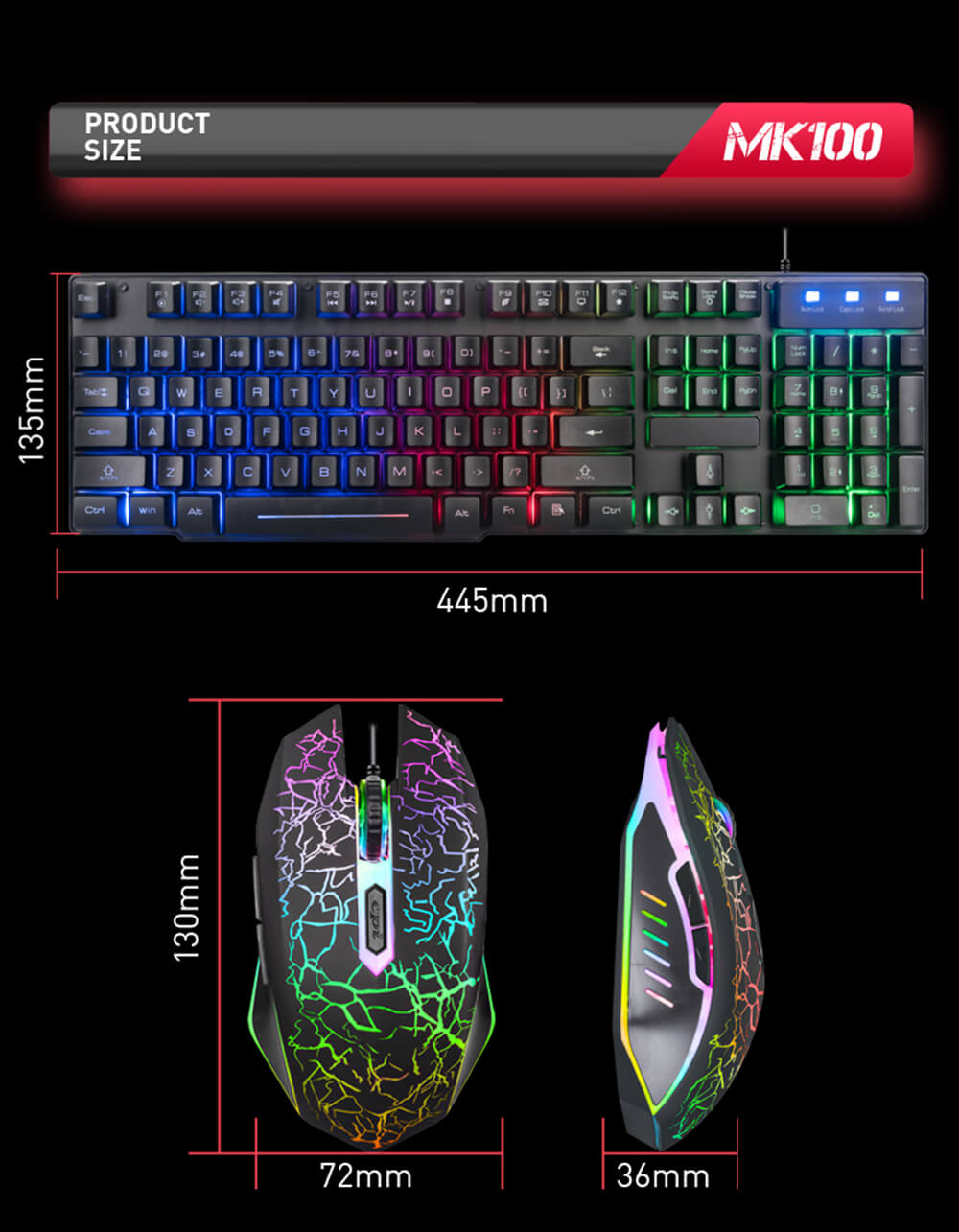 MK100 Keyboard Wired USB Waterproof Backlight Keyboard Game Office Mechanical Keyboard Mouse Set - Black MK100 Keyboard Wired USB Waterproof Backlight Keyboard Game Office Mechanical Keyboard Mouse Set - Black