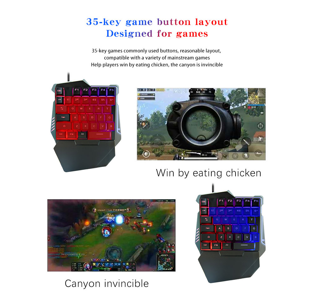 G7 One Handed Gaming Keyboard Mobile Game Color Backlit Player Mechanical Sensation Keypad - Black G7 One Handed Gaming Keyboard Mobile Game Color Backlit Player Mechanical Sensation Keypad - Black