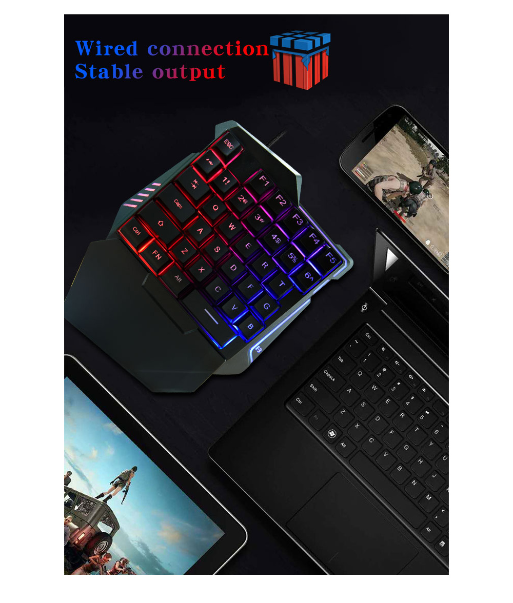 G7 One Handed Gaming Keyboard Mobile Game Color Backlit Player Mechanical Sensation Keypad - Black G7 One Handed Gaming Keyboard Mobile Game Color Backlit Player Mechanical Sensation Keypad - Black