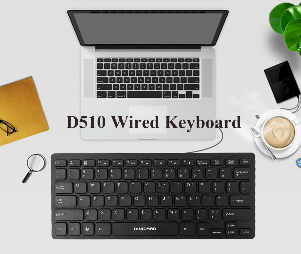 D510 10-inch Wired USB Ultra-thin Mute Mini Laptop Keyboard for Office Business - White D510 10-inch Wired USB Ultra-thin Mute Mini Laptop Keyboard for Office Business - White