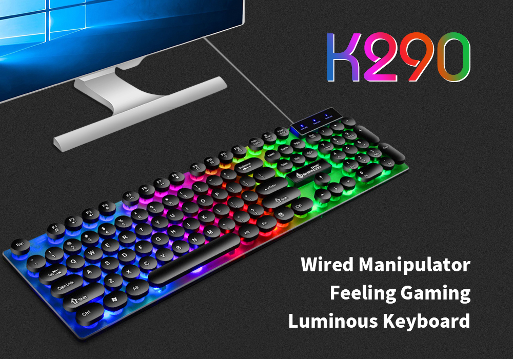 K290 Wired Manipulator Feeling Gaming Computer Keyboard Luminous Punk Suspended Keyboard and Mouse Set - White Keyboard K290 Wired Manipulator Feeling Gaming Computer Keyboard Luminous Punk Suspended Keyboard and Mouse Set - White Keyboard