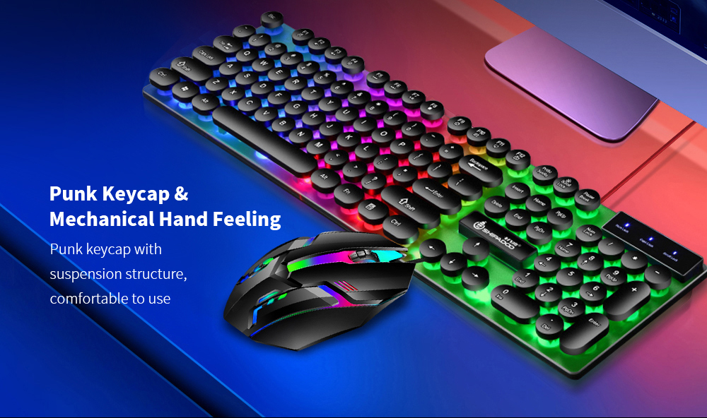 K290 Wired Manipulator Feeling Gaming Computer Keyboard Luminous Punk Suspended Keyboard and Mouse Set - White Keyboard K290 Wired Manipulator Feeling Gaming Computer Keyboard Luminous Punk Suspended Keyboard and Mouse Set - White Keyboard