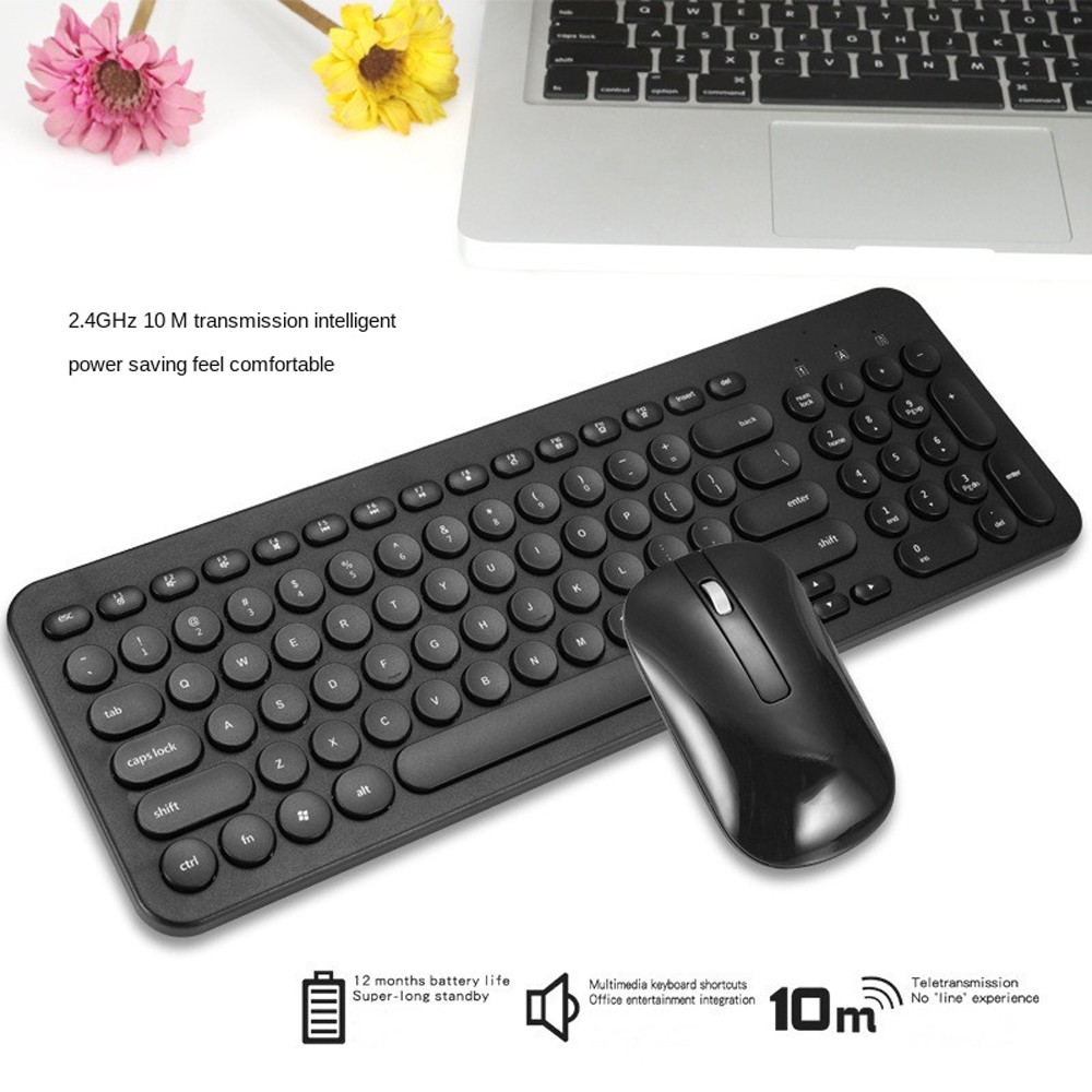 KM520 Slim Mute 2.4G Wireless Keyboard And Mouse Set Punk Style 96 Keys Keyboards for Desktop Laptop - Day Sky Blue KM520 Slim Mute 2.4G Wireless Keyboard And Mouse Set Punk Style 96 Keys Keyboards for Desktop Laptop - Day Sky Blue