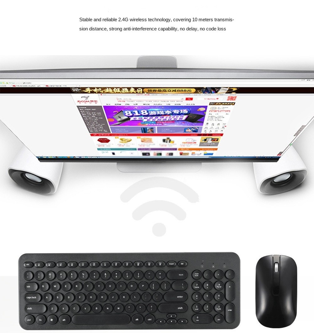 KM520 Slim Mute 2.4G Wireless Keyboard And Mouse Set Punk Style 96 Keys Keyboards for Desktop Laptop - Day Sky Blue KM520 Slim Mute 2.4G Wireless Keyboard And Mouse Set Punk Style 96 Keys Keyboards for Desktop Laptop - Day Sky Blue