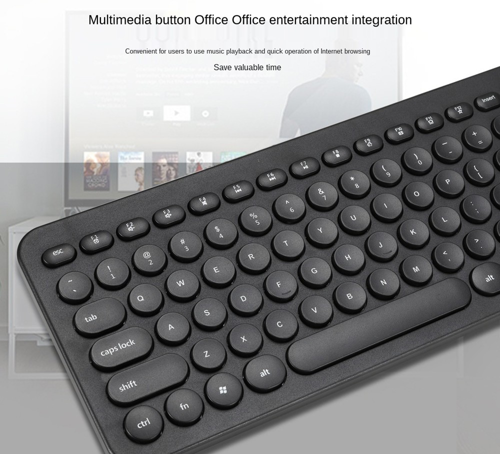 KM520 Slim Mute 2.4G Wireless Keyboard And Mouse Set Punk Style 96 Keys Keyboards for Desktop Laptop - Day Sky Blue KM520 Slim Mute 2.4G Wireless Keyboard And Mouse Set Punk Style 96 Keys Keyboards for Desktop Laptop - Day Sky Blue