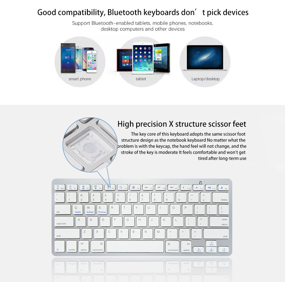 X5 Wireless Bluetooth Keyboard - Platinum X5 Wireless Bluetooth Keyboard - Platinum