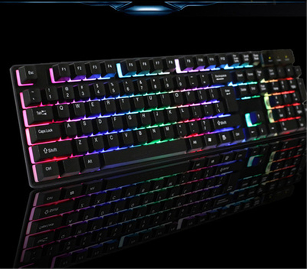 Mini USB Cable Glow Contracted Mute KR6300 Game Keyboard - Black Mini USB Cable Glow Contracted Mute KR6300 Game Keyboard - Black