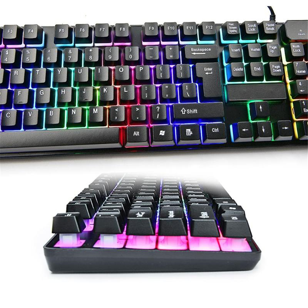 Mini USB Cable Glow Contracted Mute KR6300 Game Keyboard - Black Mini USB Cable Glow Contracted Mute KR6300 Game Keyboard - Black