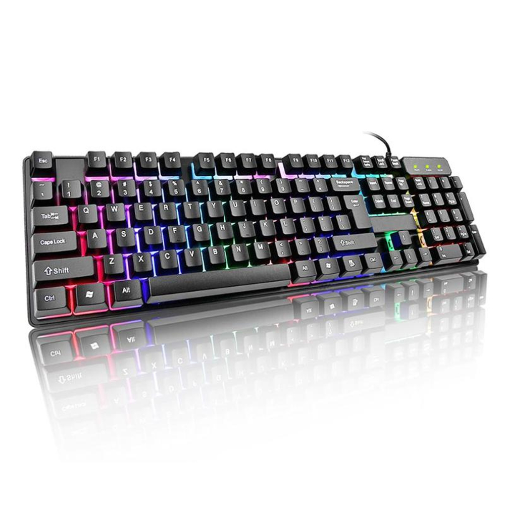 Mini USB Cable Glow Contracted Mute KR6300 Game Keyboard - Black Mini USB Cable Glow Contracted Mute KR6300 Game Keyboard - Black