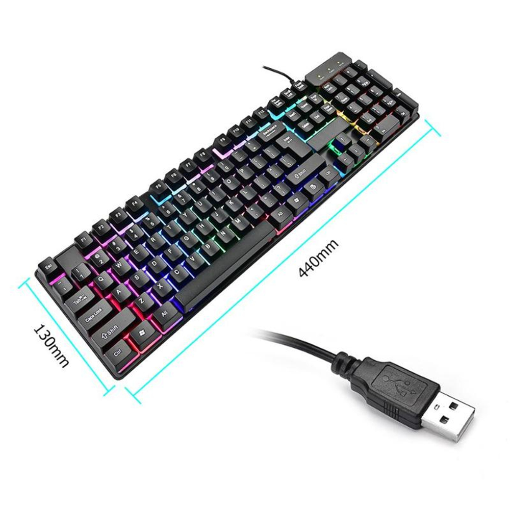 Mini USB Cable Glow Contracted Mute KR6300 Game Keyboard - Black Mini USB Cable Glow Contracted Mute KR6300 Game Keyboard - Black