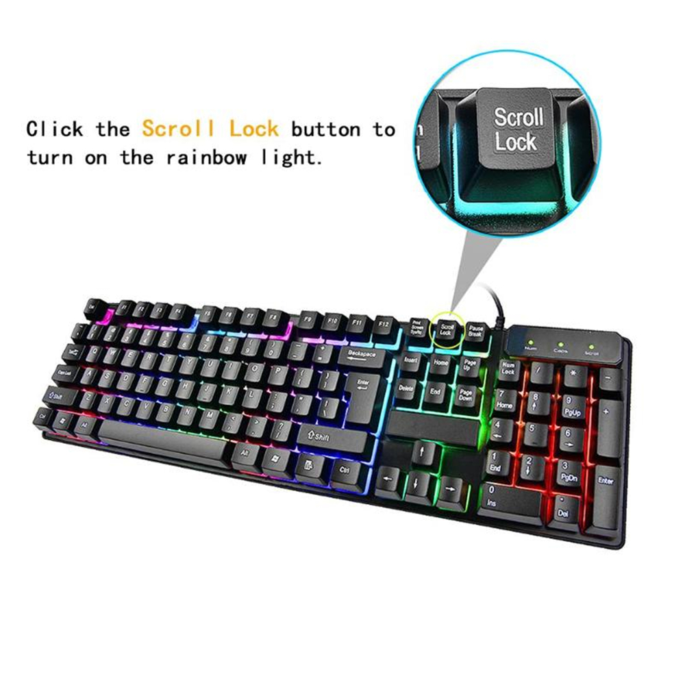 Mini USB Cable Glow Contracted Mute KR6300 Game Keyboard - Black Mini USB Cable Glow Contracted Mute KR6300 Game Keyboard - Black