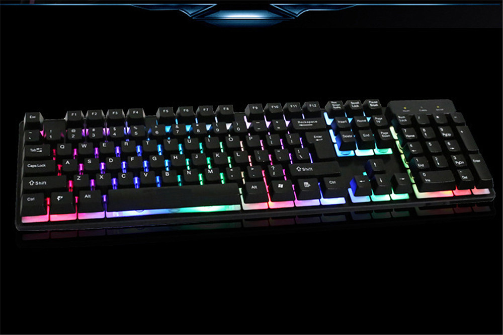 Mini USB Cable Glow Contracted Mute KR6300 Game Keyboard - Black Mini USB Cable Glow Contracted Mute KR6300 Game Keyboard - Black