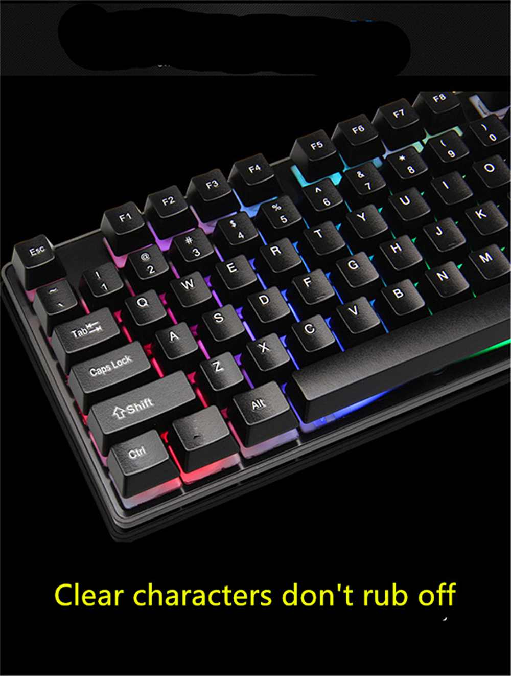 Mini USB Cable Glow Contracted Mute KR6300 Game Keyboard - Black Mini USB Cable Glow Contracted Mute KR6300 Game Keyboard - Black