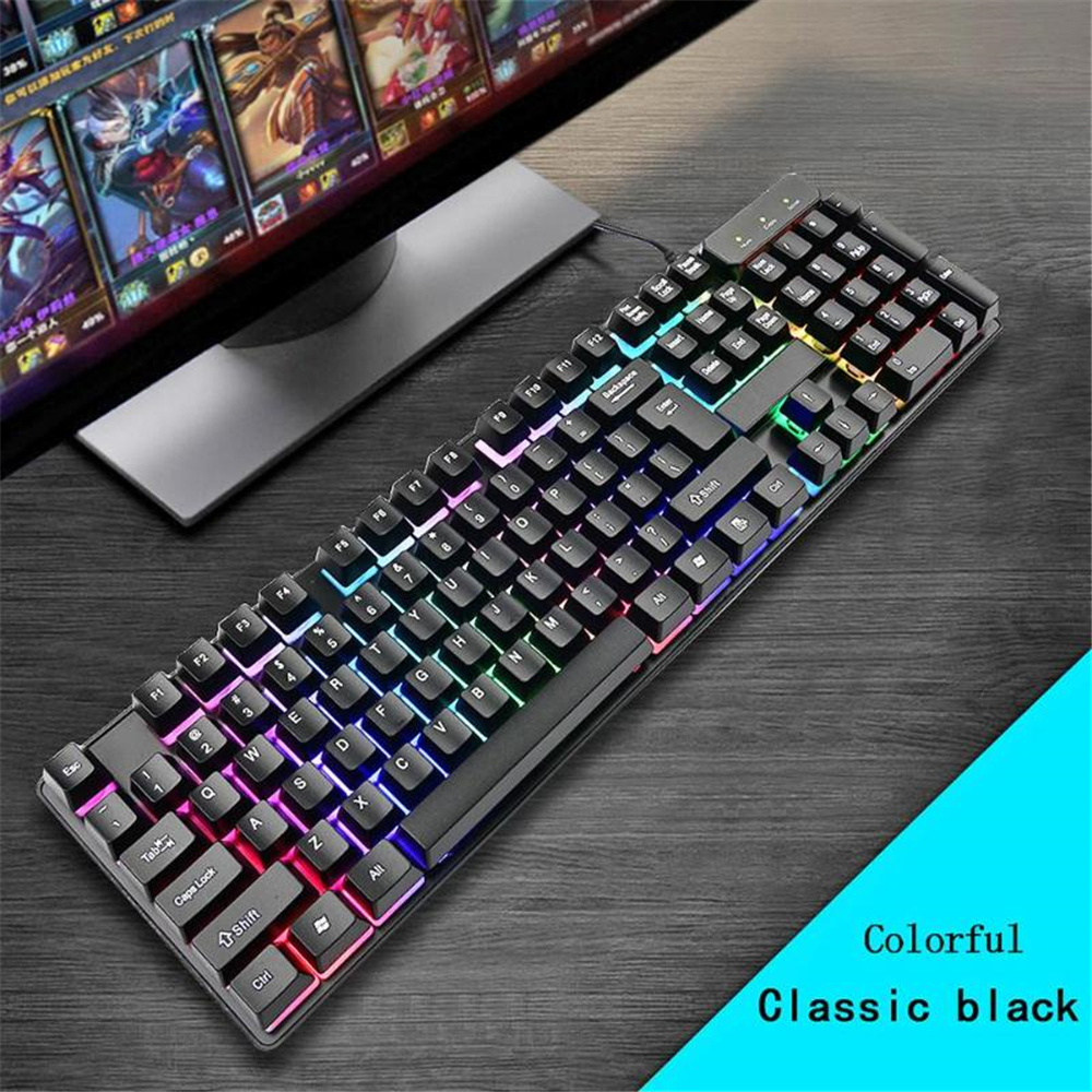 Mini USB Cable Glow Contracted Mute KR6300 Game Keyboard - Black Mini USB Cable Glow Contracted Mute KR6300 Game Keyboard - Black