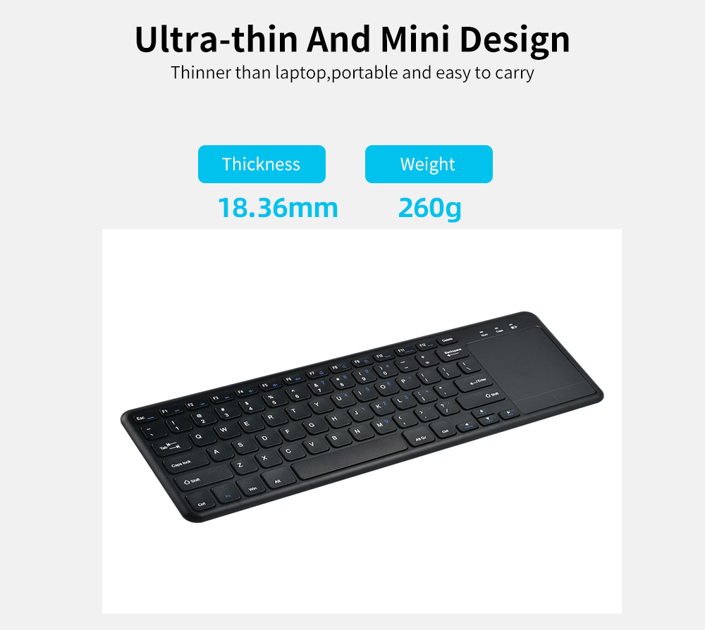 2.4G Wireless Keyboard with Touchpad Slim for Office Notebook - Black 2.4G Wireless Keyboard with Touchpad Slim for Office Notebook - Black