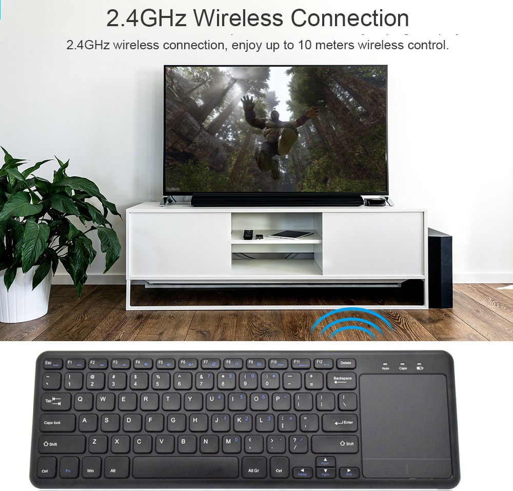 2.4G Wireless Keyboard with Touchpad Slim for Office Notebook - Black 2.4G Wireless Keyboard with Touchpad Slim for Office Notebook - Black