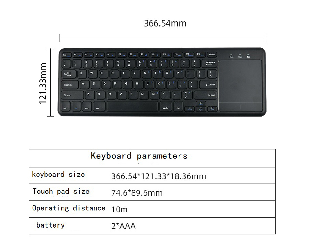 2.4G Wireless Keyboard with Touchpad Slim for Office Notebook - Black 2.4G Wireless Keyboard with Touchpad Slim for Office Notebook - Black