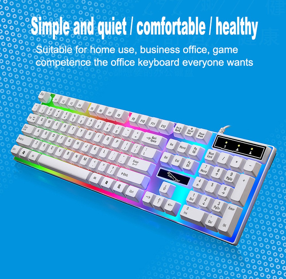 G21 Emitting Keyboards USB Wired Computer Keyboard Mouse Set - White G21 Emitting Keyboards USB Wired Computer Keyboard Mouse Set - White