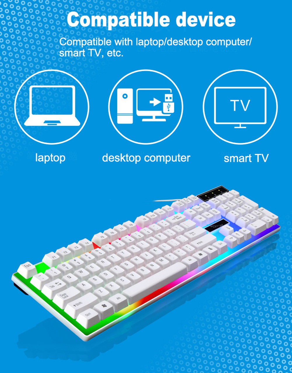 G21 Emitting Keyboards USB Wired Computer Keyboard Mouse Set - White G21 Emitting Keyboards USB Wired Computer Keyboard Mouse Set - White