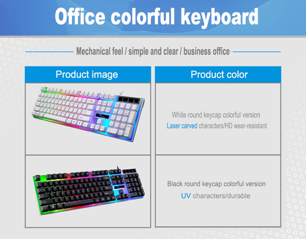 G21 Emitting Keyboards USB Wired Computer Keyboard Mouse Set - White G21 Emitting Keyboards USB Wired Computer Keyboard Mouse Set - White