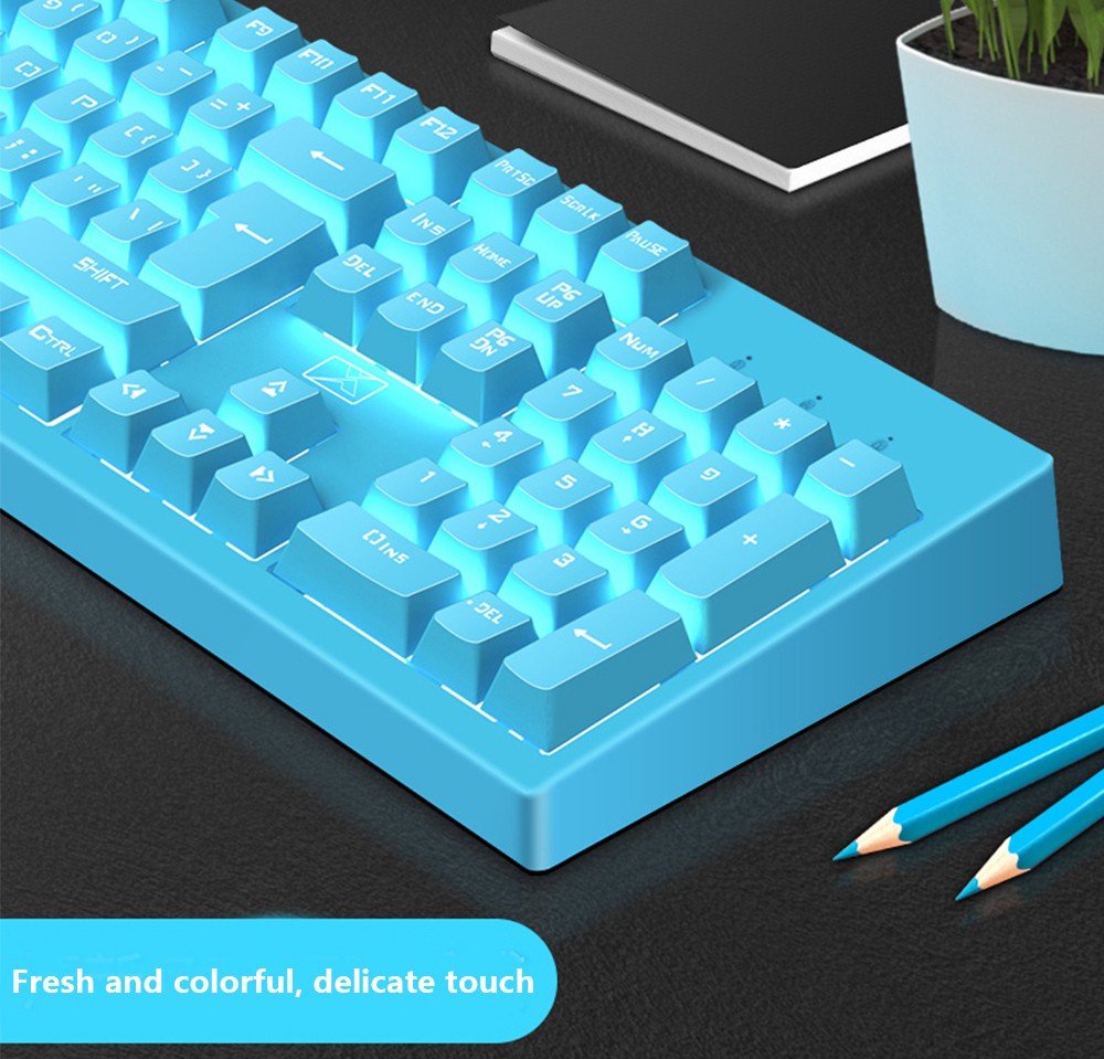 616 Wired Keyboard Mechanical Feel PBT Keycaps for Computer Desktop Gaming - Light Sky Blue 616 Wired Keyboard Mechanical Feel PBT Keycaps for Computer Desktop Gaming - Light Sky Blue