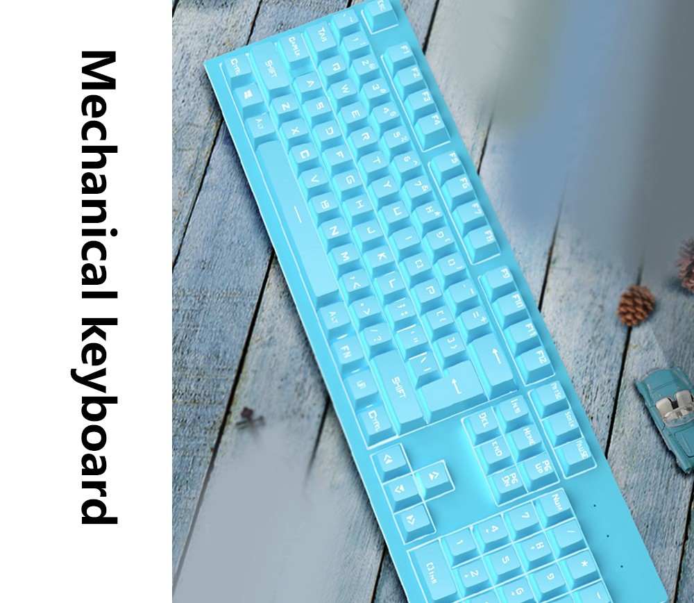 616 Wired Keyboard Mechanical Feel PBT Keycaps for Computer Desktop Gaming - Light Sky Blue 616 Wired Keyboard Mechanical Feel PBT Keycaps for Computer Desktop Gaming - Light Sky Blue