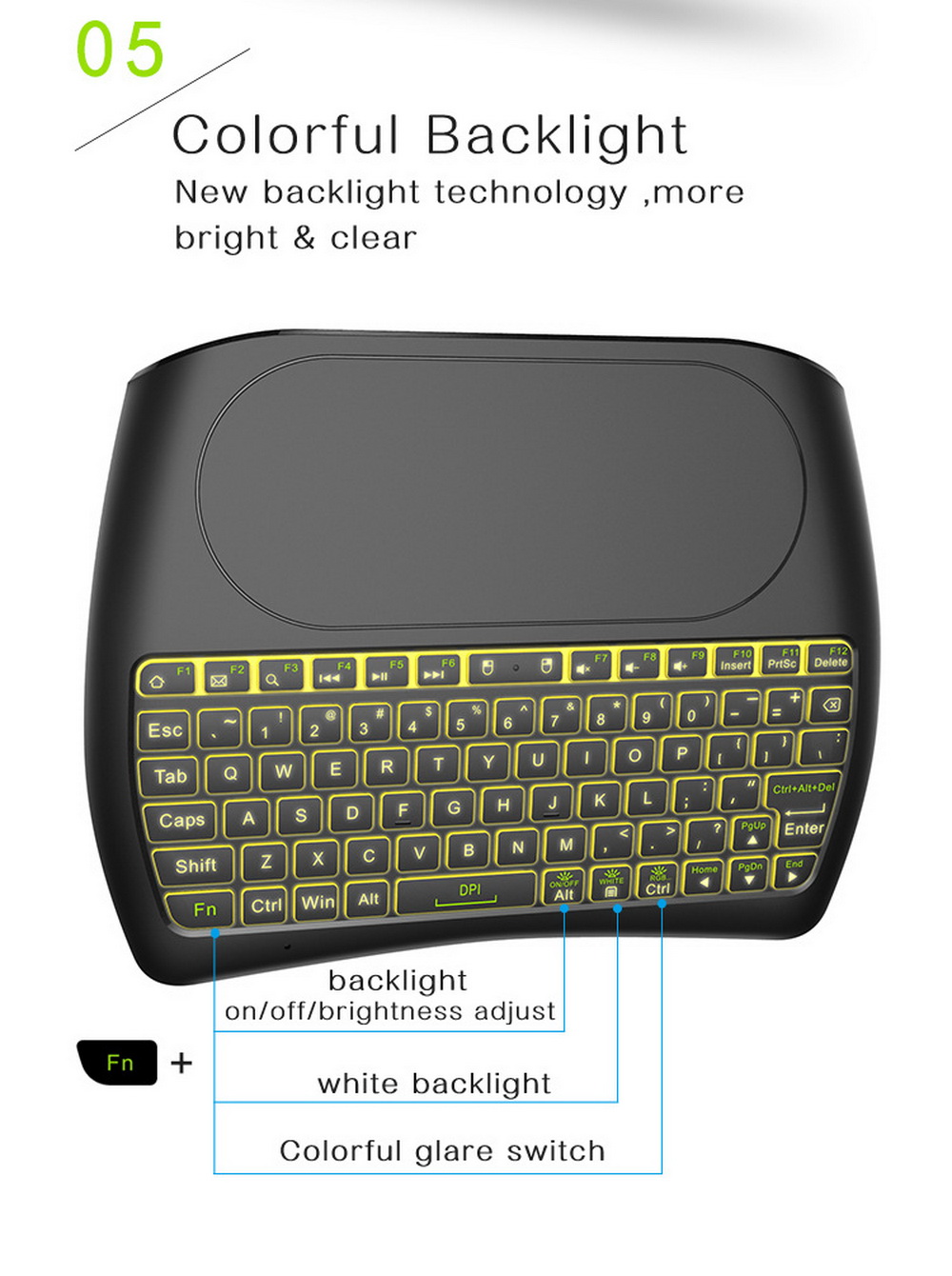 D8 Mini Keyboard Mouse Large Touchpad 2.4G Wireless Keyboard - Black D8 Mini Keyboard Mouse Large Touchpad 2.4G Wireless Keyboard - Black