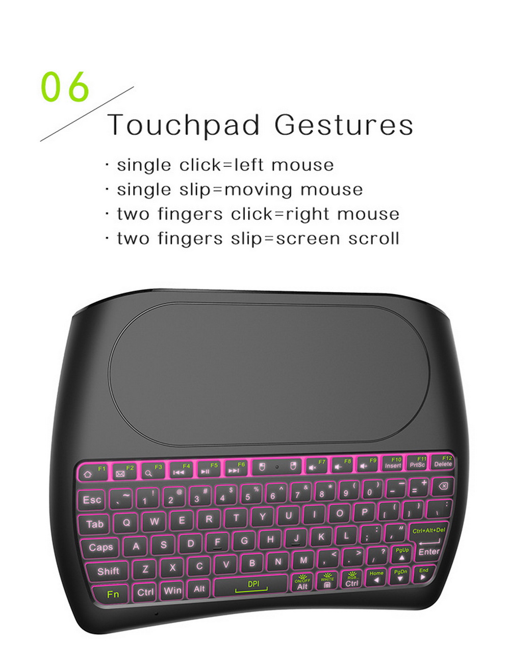 D8 Mini Keyboard Mouse Large Touchpad 2.4G Wireless Keyboard - Black D8 Mini Keyboard Mouse Large Touchpad 2.4G Wireless Keyboard - Black