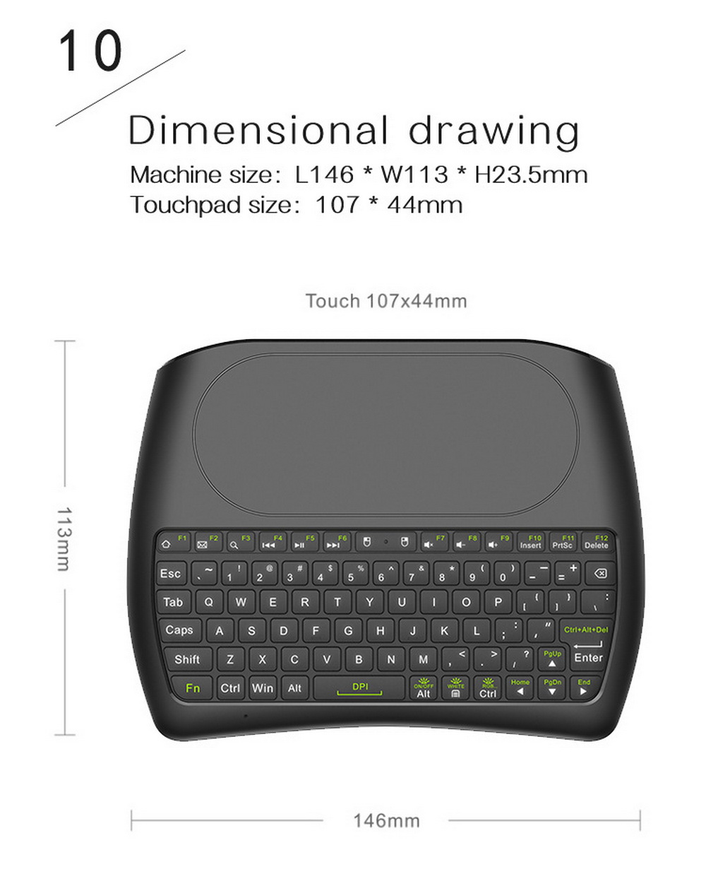D8 Mini Keyboard Mouse Large Touchpad 2.4G Wireless Keyboard - Black D8 Mini Keyboard Mouse Large Touchpad 2.4G Wireless Keyboard - Black