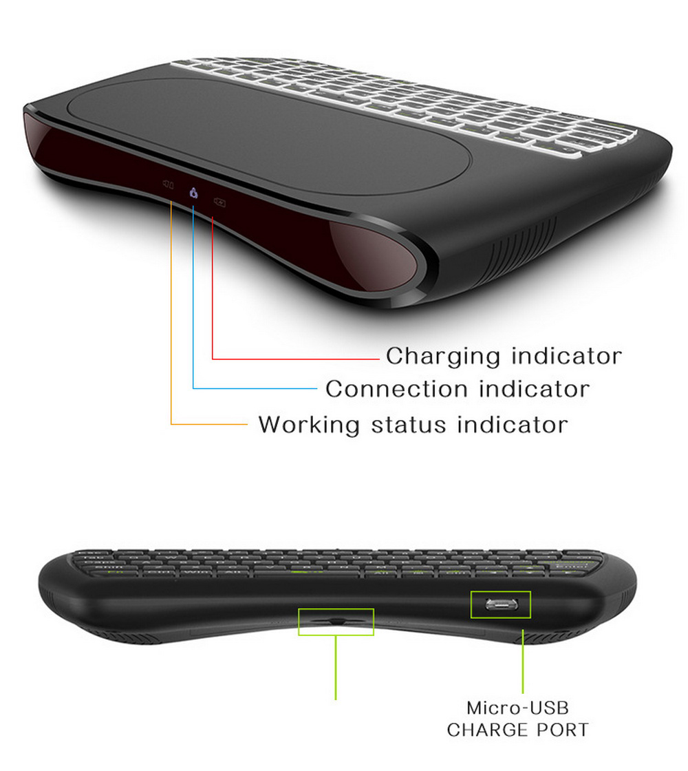 D8 Mini Keyboard Mouse Large Touchpad 2.4G Wireless Keyboard - Black D8 Mini Keyboard Mouse Large Touchpad 2.4G Wireless Keyboard - Black