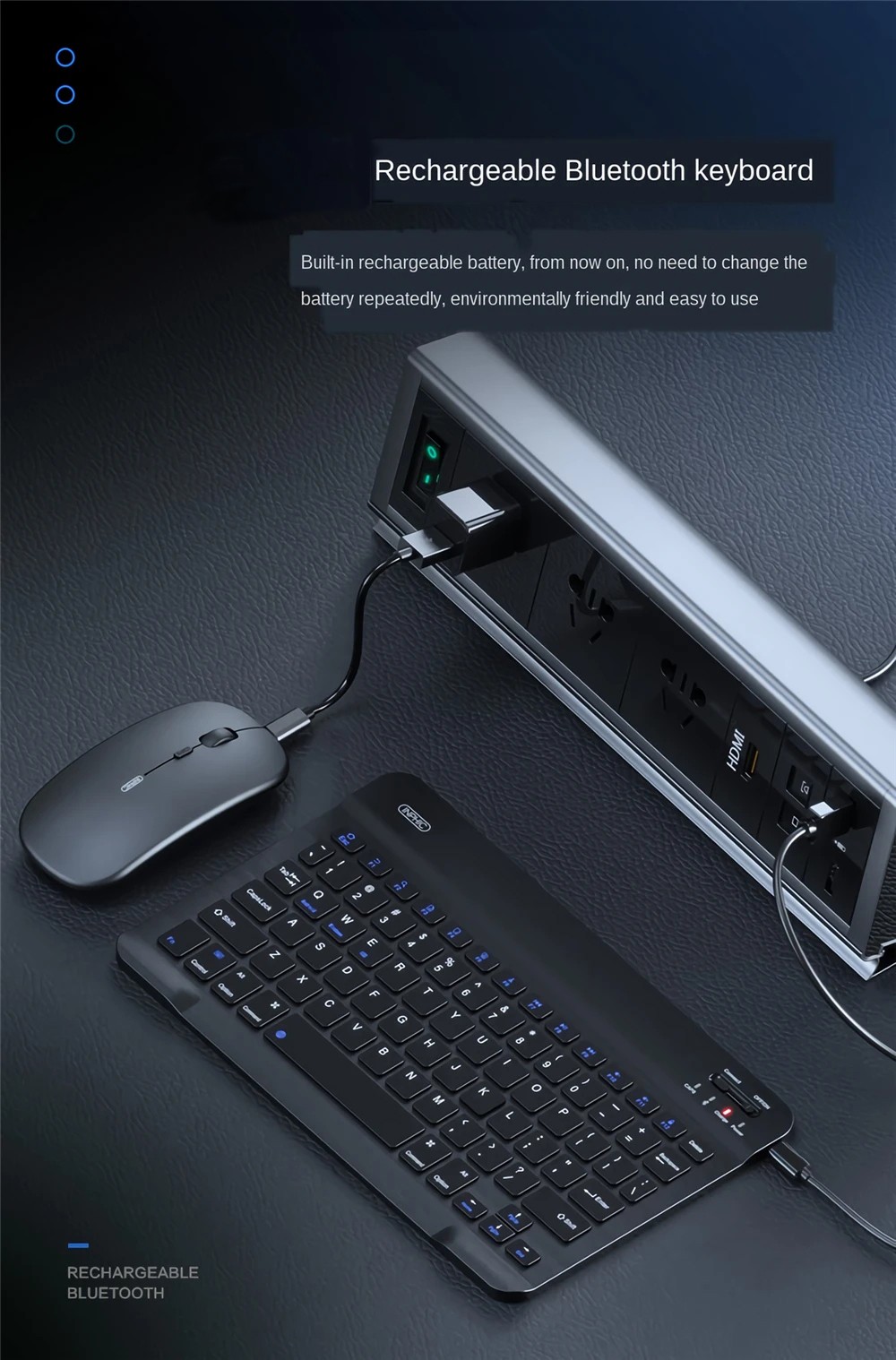 Inphic V750B Wireless Bluetooth Keyboard Chargeable Ultra-thin Waterproof Notebook Mobile Phone Universal Mini Rechargeable Keyboard for iPad Mobile Phone Tablet Android iOS Windows - Black Inphic V750B Wireless Bluetooth Keyboard Chargeable Ultra-thin Waterproof Notebook Mobile Phone Universal Mini Rechargeable Keyboard for iPad Mobile Phone Tablet Android iOS Windows - Black