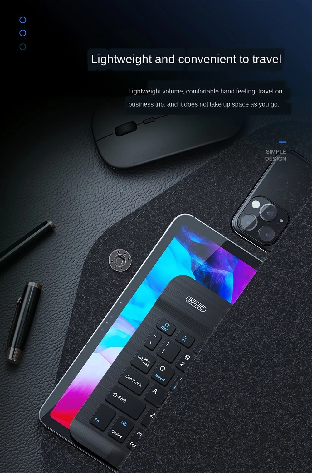 Inphic V750B Wireless Bluetooth Keyboard Chargeable Ultra-thin Waterproof Notebook Mobile Phone Universal Mini Rechargeable Keyboard for iPad Mobile Phone Tablet Android iOS Windows - Black Inphic V750B Wireless Bluetooth Keyboard Chargeable Ultra-thin Waterproof Notebook Mobile Phone Universal Mini Rechargeable Keyboard for iPad Mobile Phone Tablet Android iOS Windows - Black