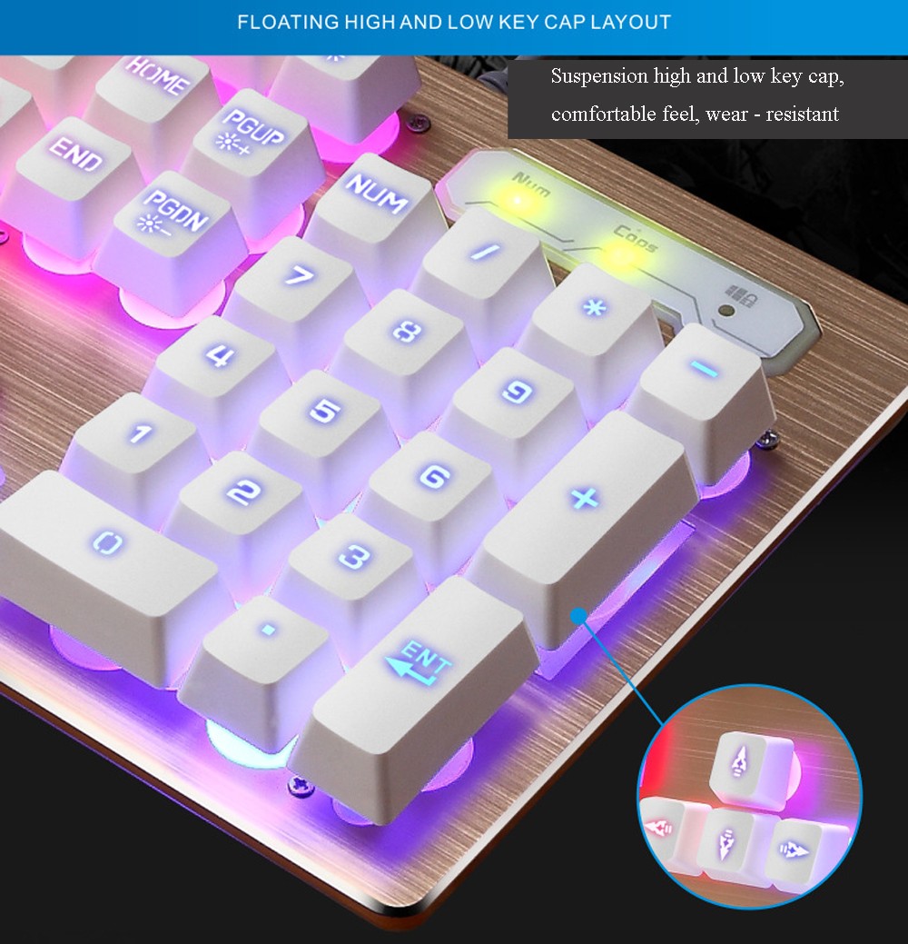 W20 Wired Game Keyboard And Mouse Metal Set - White W20 Wired Game Keyboard And Mouse Metal Set - White