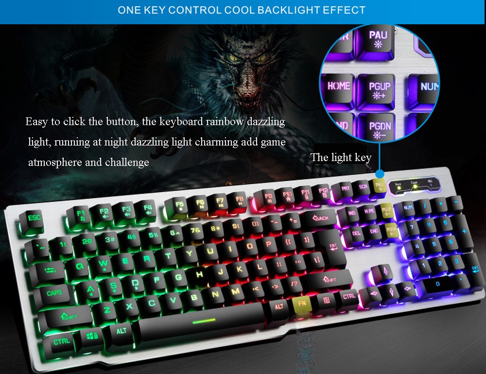 W20 Wired Game Keyboard And Mouse Metal Set - White W20 Wired Game Keyboard And Mouse Metal Set - White