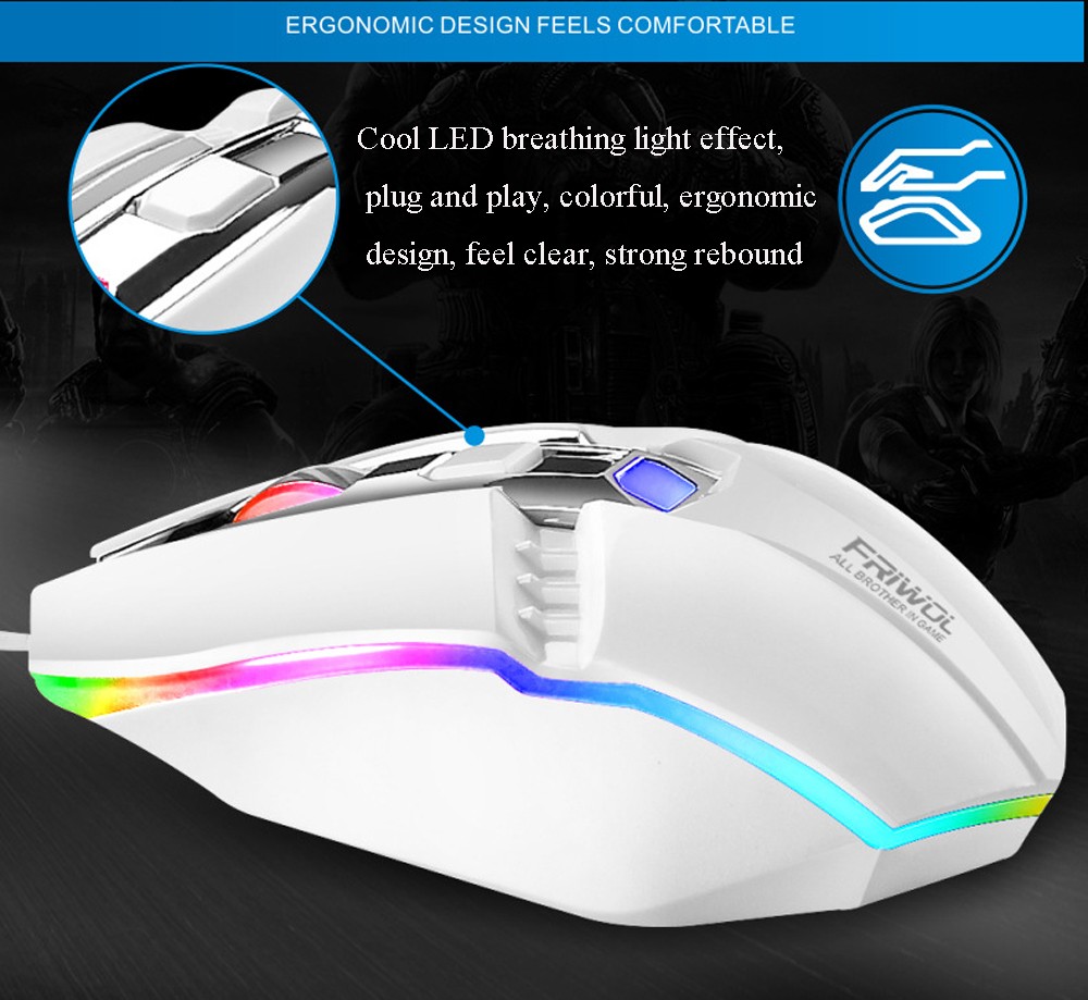 W20 Wired Game Keyboard And Mouse Metal Set - White W20 Wired Game Keyboard And Mouse Metal Set - White
