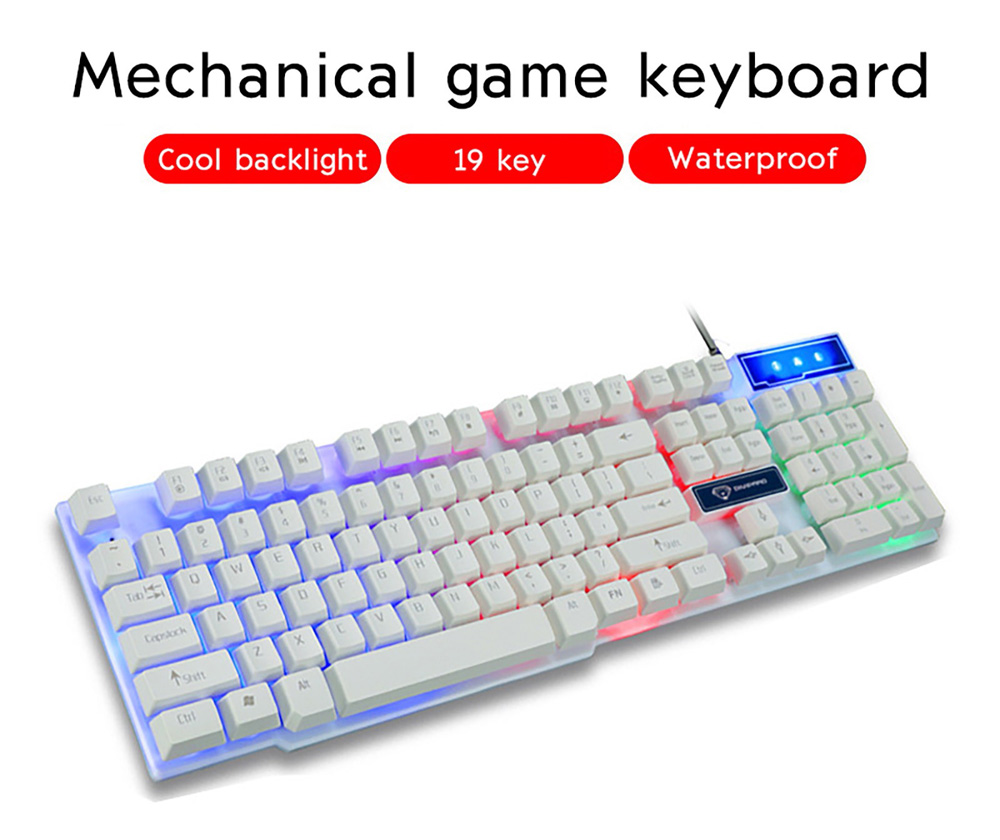 GK50 Rainbow Backlit Computer Game Manipulator Keyboard Wired - White GK50 Rainbow Backlit Computer Game Manipulator Keyboard Wired - White