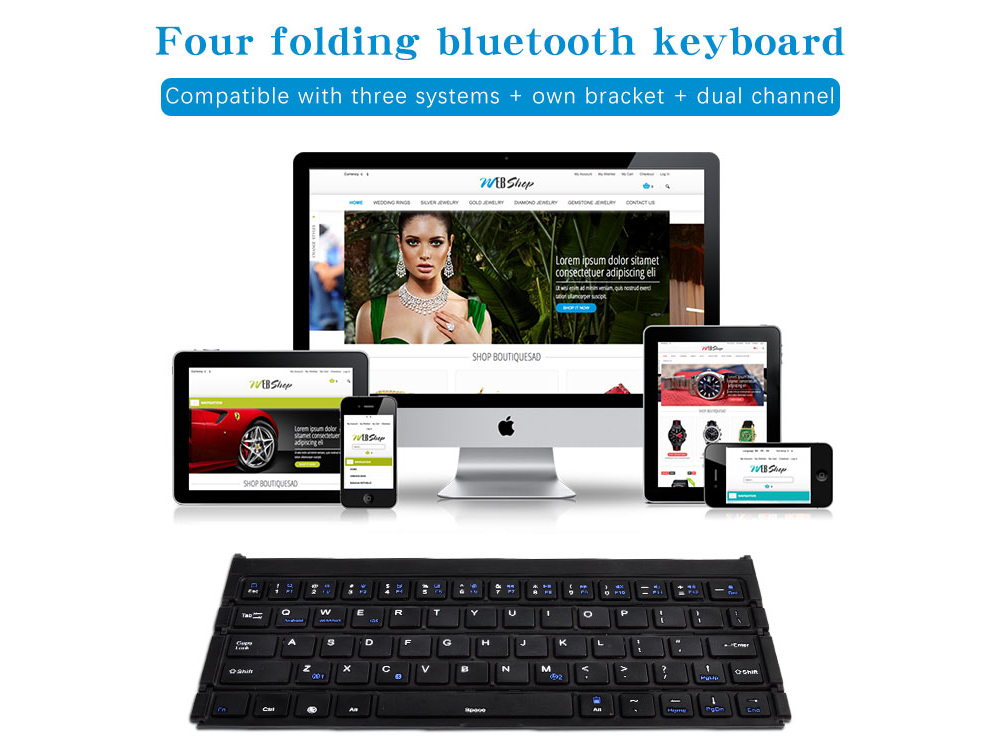 Keyboard Tri Fold Bluetooth Ultra Thin Tablet Phone Touchpad Wireless Multi Function - Black Keyboard Tri Fold Bluetooth Ultra Thin Tablet Phone Touchpad Wireless Multi Function - Black