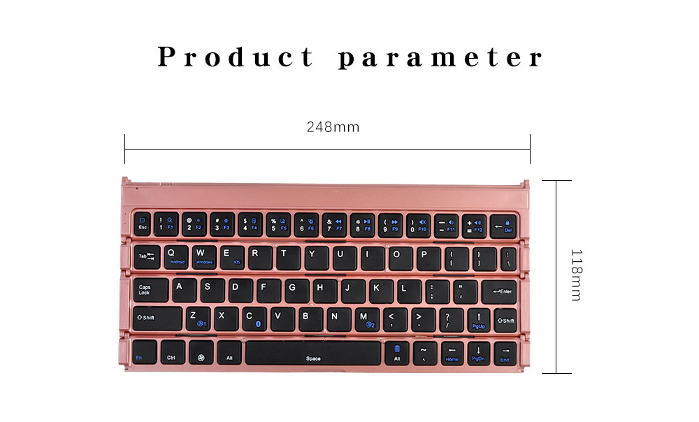 Keyboard Tri Fold Bluetooth Ultra Thin Tablet Phone Touchpad Wireless Multi Function - Black Keyboard Tri Fold Bluetooth Ultra Thin Tablet Phone Touchpad Wireless Multi Function - Black