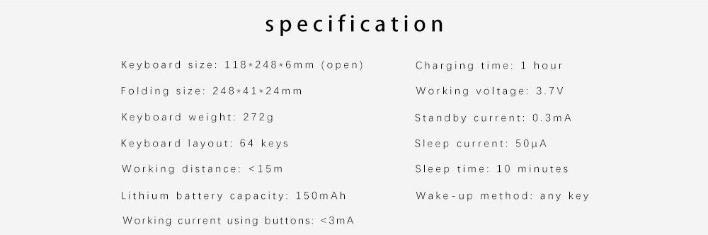 Keyboard Tri Fold Bluetooth Ultra Thin Tablet Phone Touchpad Wireless Multi Function - Black Keyboard Tri Fold Bluetooth Ultra Thin Tablet Phone Touchpad Wireless Multi Function - Black