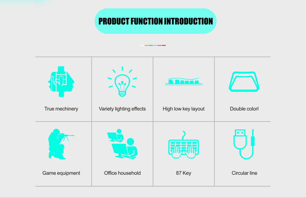87-key Wired Blue Switch Mechanical Keyboard - Black Green axis mechanical keyboard 87-key Wired Blue Switch Mechanical Keyboard - Black Green axis mechanical keyboard